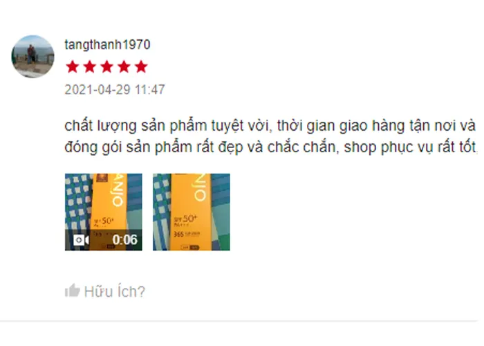 Khách hàng đánh giá tích cực về kem chống nắng Anjo Professional